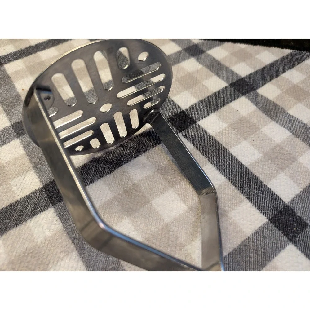 Vintage Ekco Forge Stainless Steel Potato Masher Black Handle Made‎ in USA